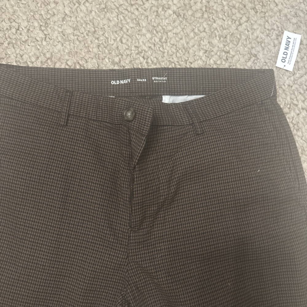 Old Navy Dark Brown Houndstooth Trousers NWT